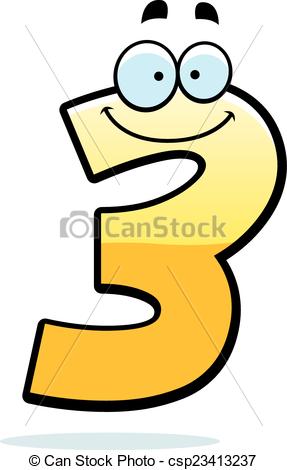 287x470 Cartoon Number Three. A Cartoon Illustration Of A Number