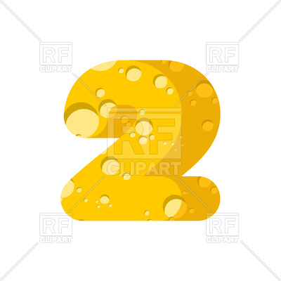 400x400 Number 2 Cheese Font Royalty Free Vector Clip Art Image