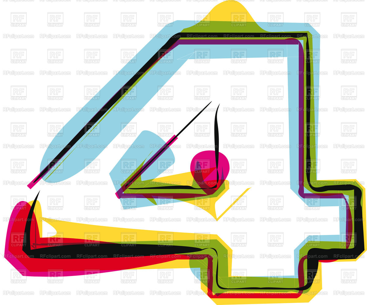 1200x998 Abstract Colorful Font Number 4 Royalty Free Vector Clip Art Image