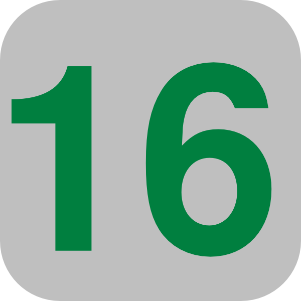 600x600 Number 16 Grey Flat Icon Clip Art