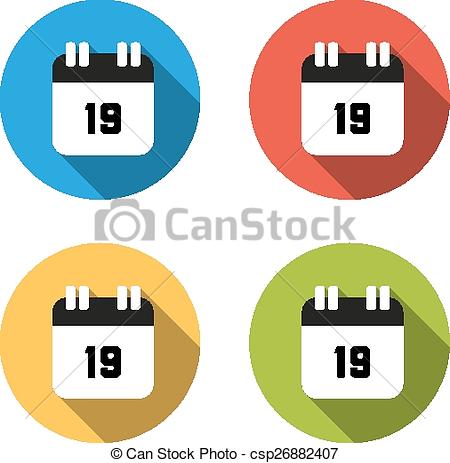 450x463 Collection Of 4 Isolated Flat Buttons (Icons) For Number 19