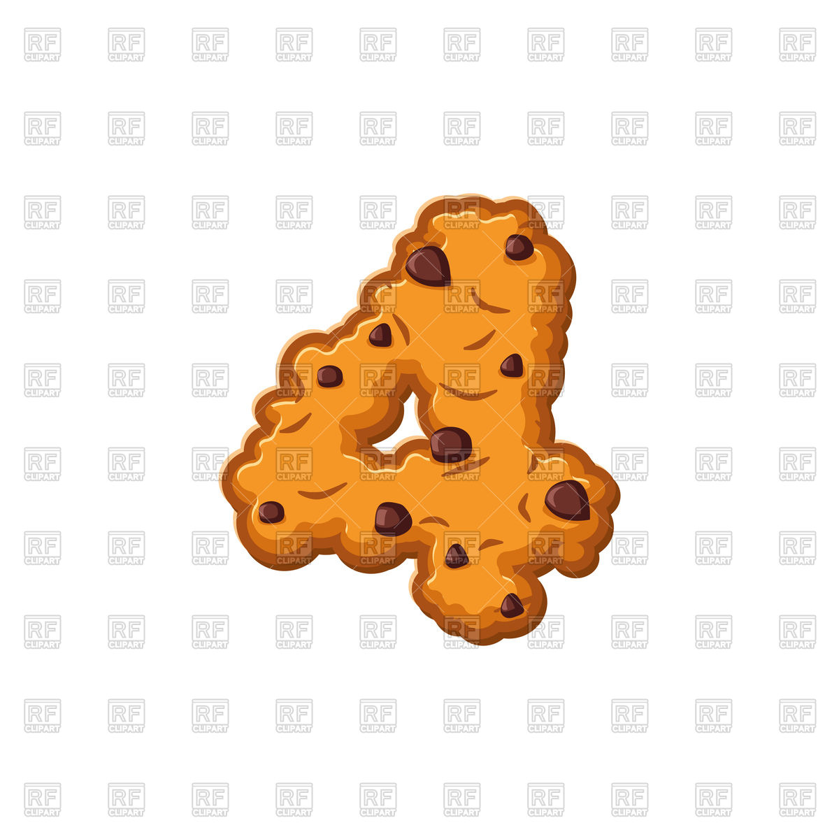 1200x1200 Number 4 Cookies Font Royalty Free Vector Clip Art Image