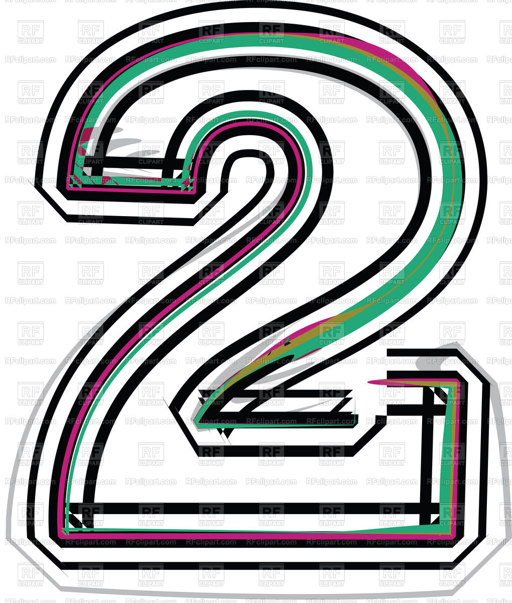 1020x1200 Color Line Font Illustration Number 2 Royalty Free Vector Clip Art