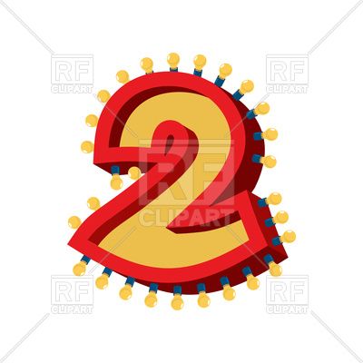 400x400 Number 2 Lamp Glowing Font Royalty Free Vector Clip Art Image