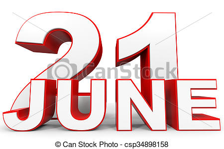 450x301 June 21. 3d Text On White Background. Illustration. Stock