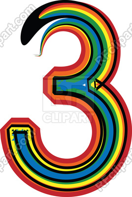 268x400 Colorful Grunge Font Number 3 Royalty Free Vector Clip Art Image