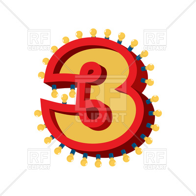 400x400 Number 3 Lamp Glowing Font Royalty Free Vector Clip Art Image