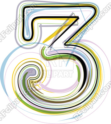 360x400 Organic Font Illustration Number 3 On White Background Royalty
