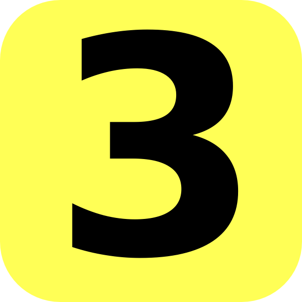 600x600 Yellow Rounded Number 3 Clip Art