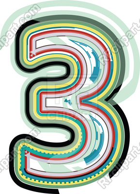 289x400 Abstract Colorful Grunge Font Number 3 Royalty Free Vector Clip