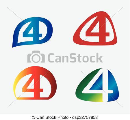 450x417 Abstract Icons For Number 4 Logo Set Clipart Vector