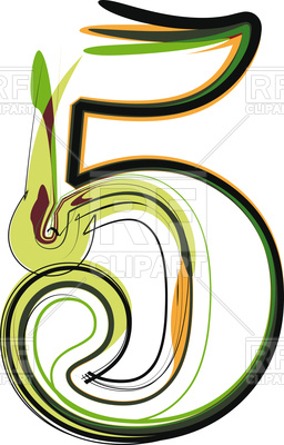 256x400 Organic Type Number 5 Royalty Free Vector Clip Art Image