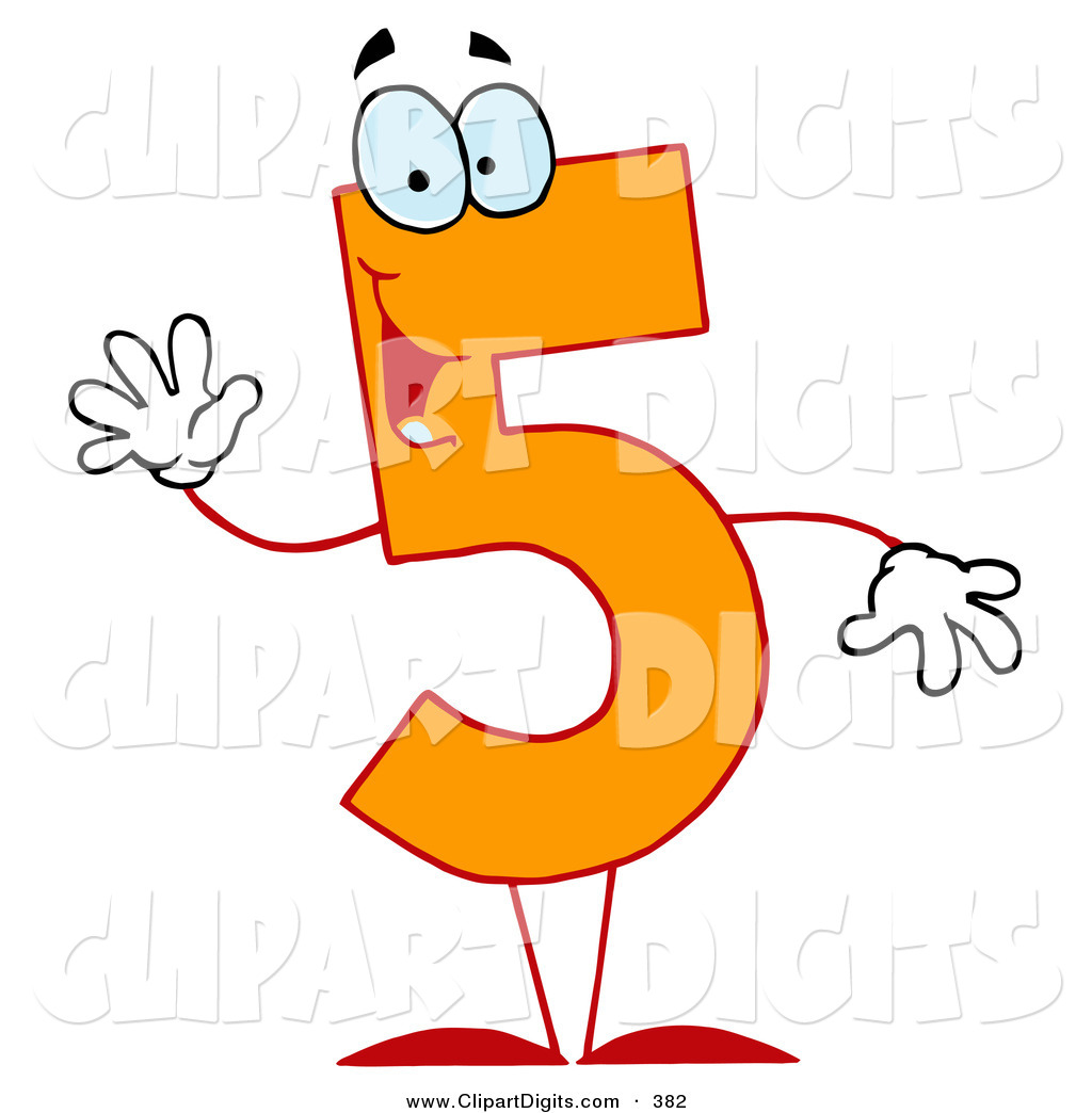 1024x1044 Vector Clip Art Of A Friendly Orange Number 5 Five Guy Waving By