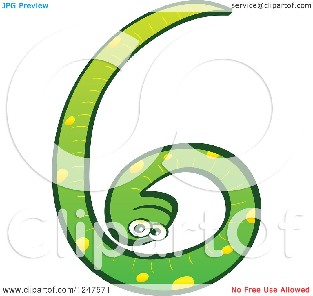 1080x1024 Clipart Of A Green Number 6 Snake