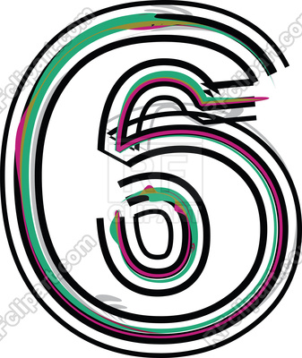 337x400 Color Line Font Number 6 Royalty Free Vector Clip Art Image