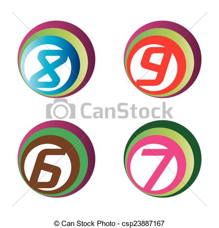 450x470 Number 6, 7, 8, 9, Logo Template Clip Art Vector
