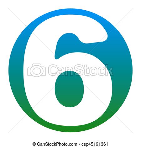 450x470 Number 6 Sign Design Template Element. Vector. White Icon