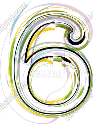 300x400 Organic Font Illustration Number 6 On White Background Royalty