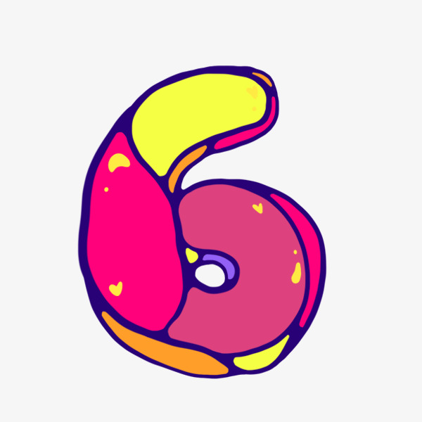 600x600 Watercolor Number 6, Watercolor, Digital, Hand Painted Png Image