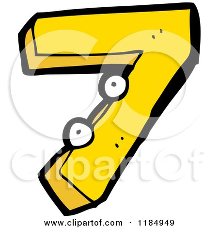 450x470 Clipart Of A Red Number 7 With Eyes