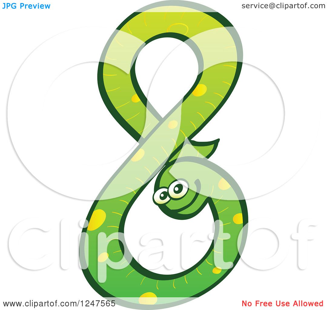 1080x1024 Clipart Of A Green Number 8 Snake