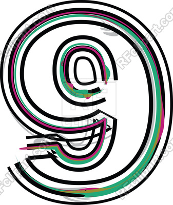 337x400 Line Font Illustration Number 9 Royalty Free Vector Clip Art Image