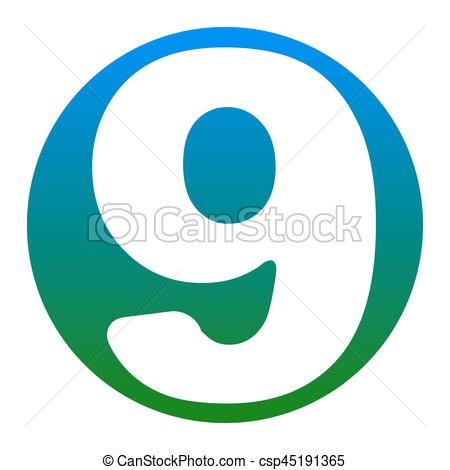 450x470 Number 9 Sign Design Template Element. Vector. White Icon