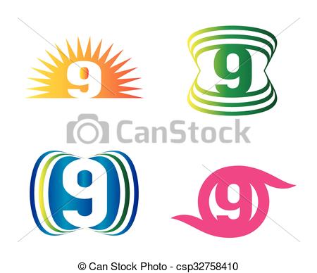 450x388 Number Nine 9 Logo Icon Template Vector Clip Art