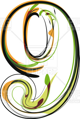 270x400 Organic Type Number 9 Royalty Free Vector Clip Art Image