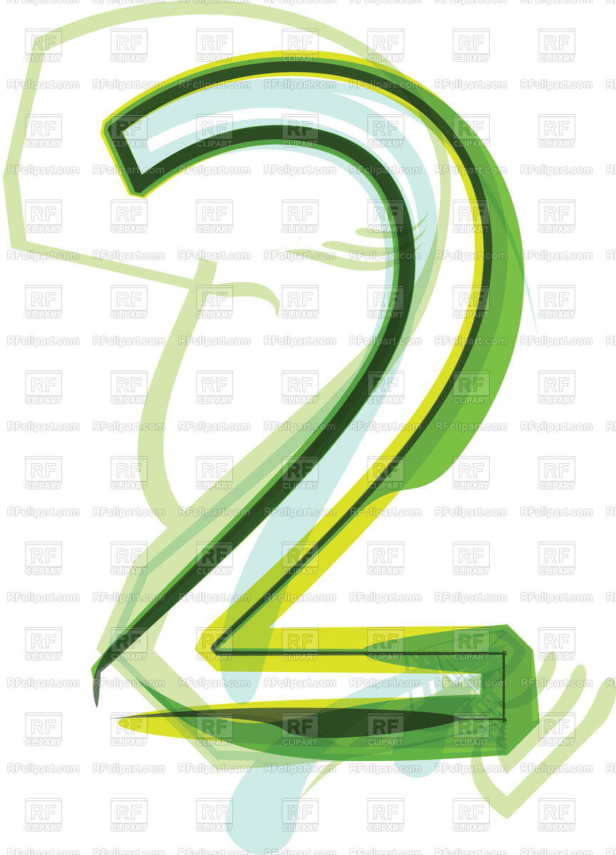 864x1200 Green Organic Font Number 2 Royalty Free Vector Clip Art Image