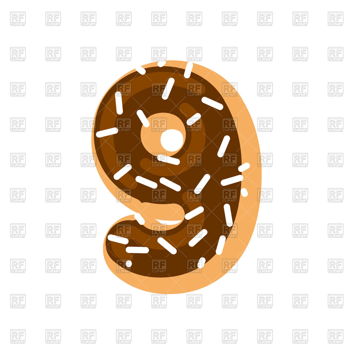 1200x1200 Number 9 Donut Font Royalty Free Vector Clip Art Image