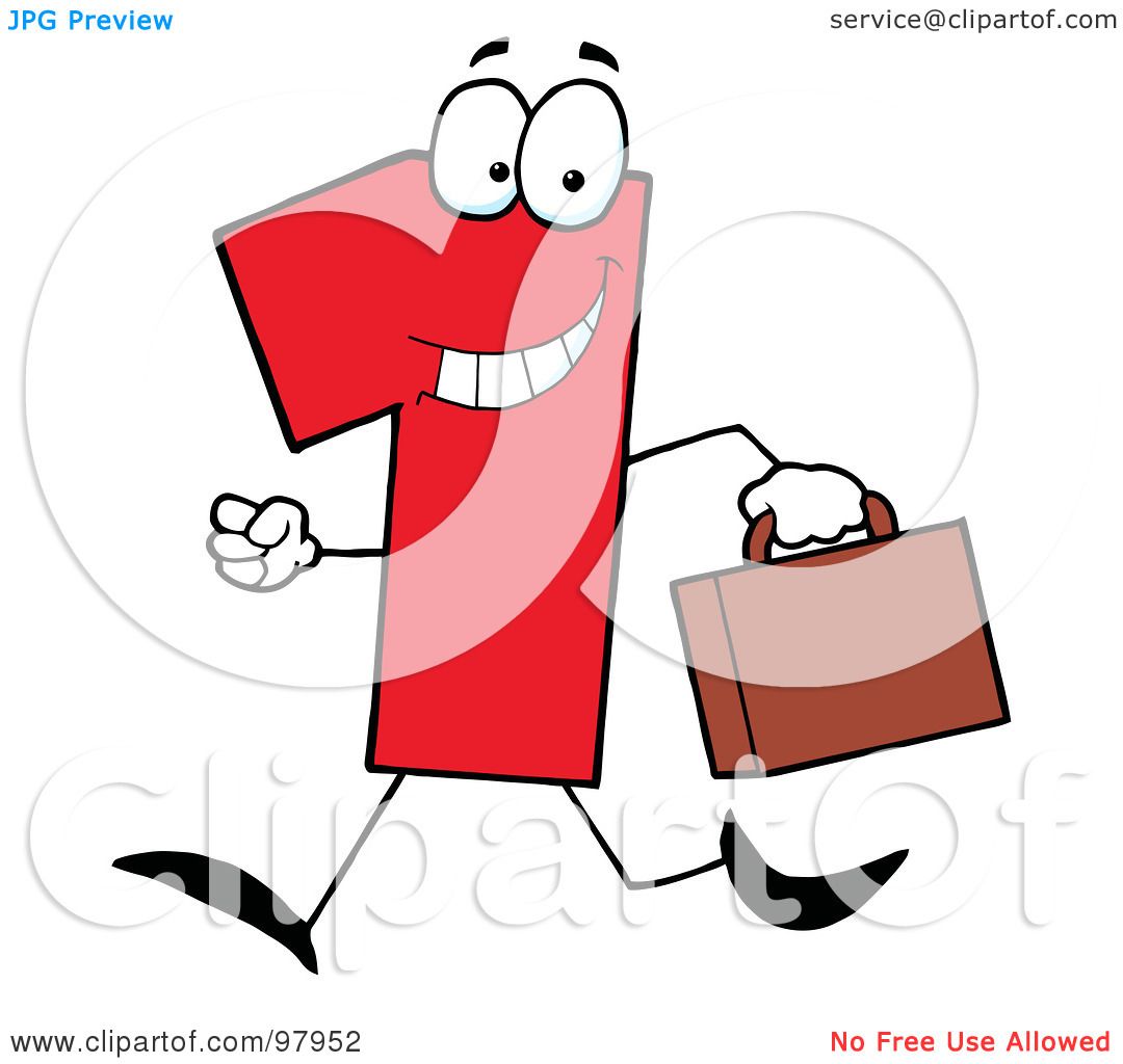 1080x1024 Royalty Free (Rf) Clipart Illustration Of A Red Number One Guy