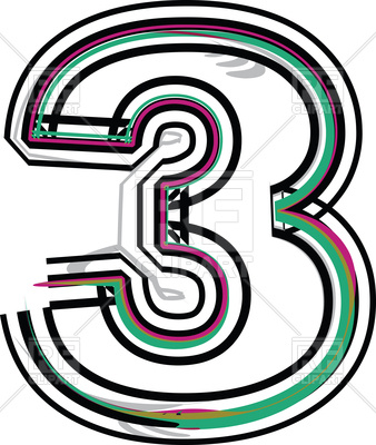 338x400 Number 3, Three On White Background Royalty Free Vector Clip Art