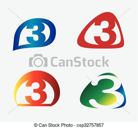 450x417 Number Three 3 Logo Symbol Design Template Elements Clipart Vector