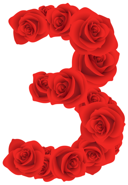414x600 Red Roses Number Three Png Clipart Image Numbery