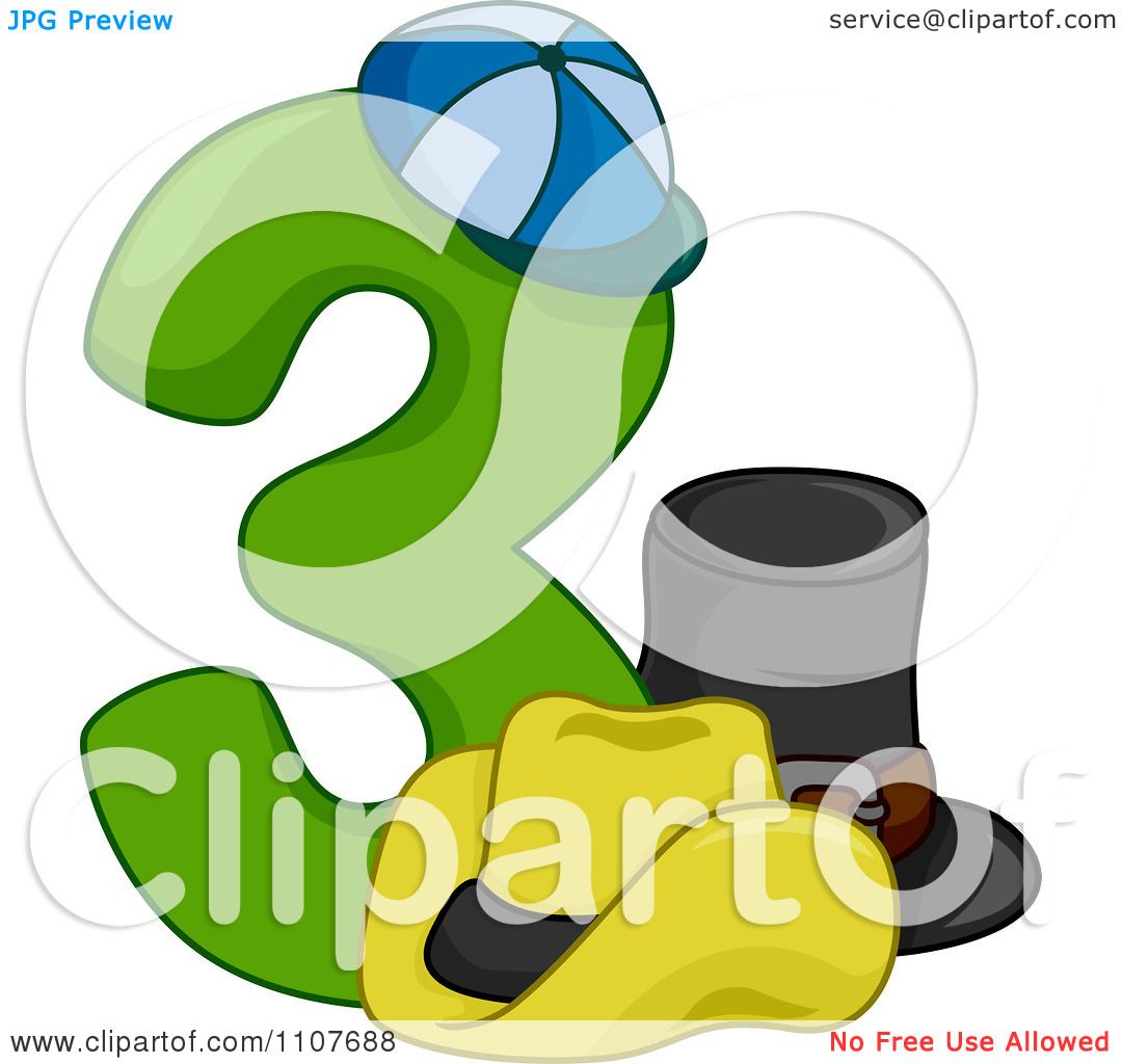 1080x1024 Clipart Number Three With 3 Hats