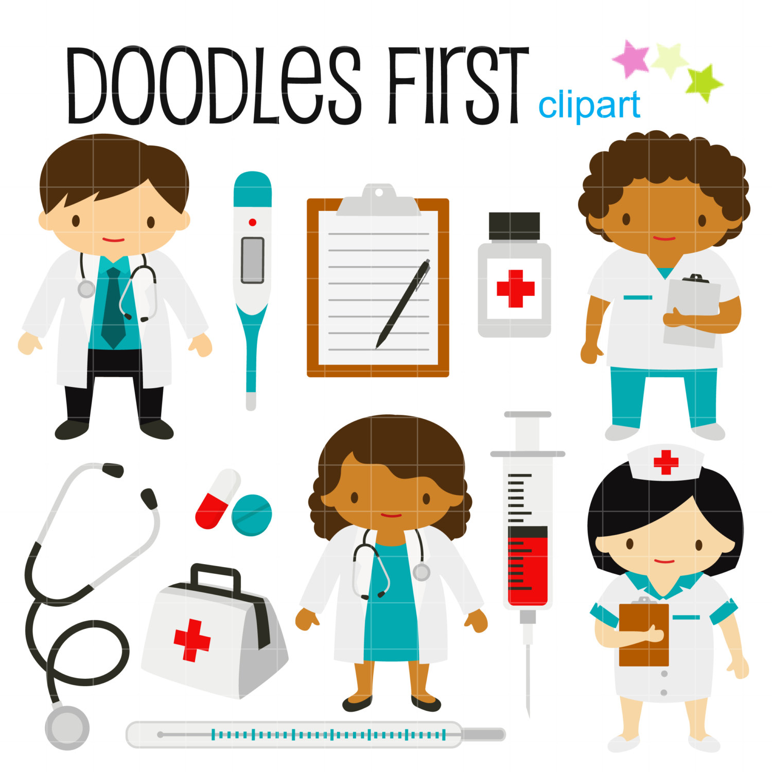 1500x1500 Little Doctors And Nurses Digital Clip Art For Scrapbooking