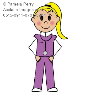 300x300 Clip Art Illustration Of A Stick Figure Surgical Nurse