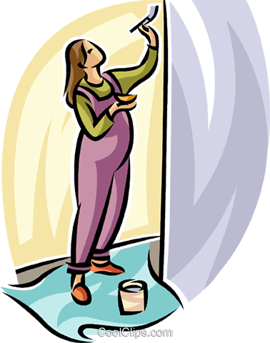 378x480 Pregnant Woman Painting The Nursery Royalty Free Vector Clip Art