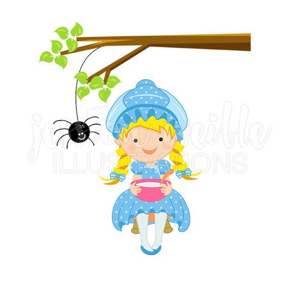 570x570 Miss Muffet Cute Digital Clipart Nursery Rhyme Clip Art