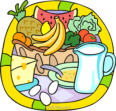 480x457 Fresh Fruits And Dairy Products Royalty Free Vector Clip Art