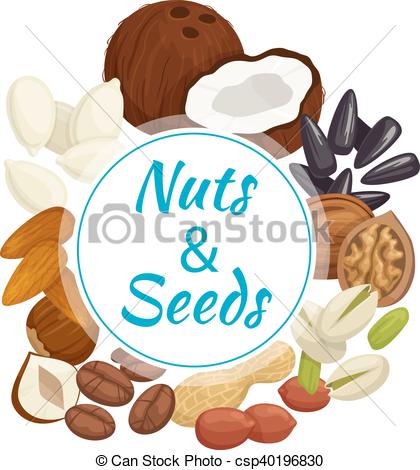 420x470 Healthy Nuts, Seeds Beans Round Badge. Nuts, Seeds