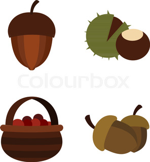 296x320 Cartoon Nuts And Berries. Vector Clip Art Illustration With Simple