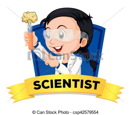 450x395 Occupation Wordcard With Female Scientist Illustration Clipart