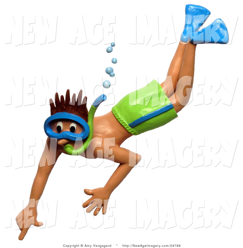 1024x1044 3d Illustration Of A Man Snorkeling And Pointing Down