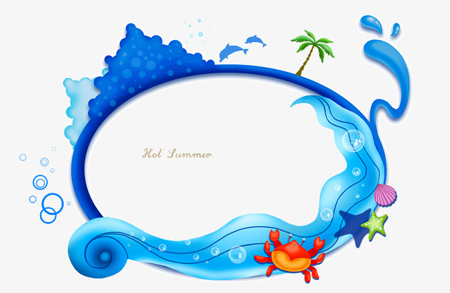 650x424 Cartoon Sea World, Blue Ocean Pattern, Lovely Waves, Marine Life
