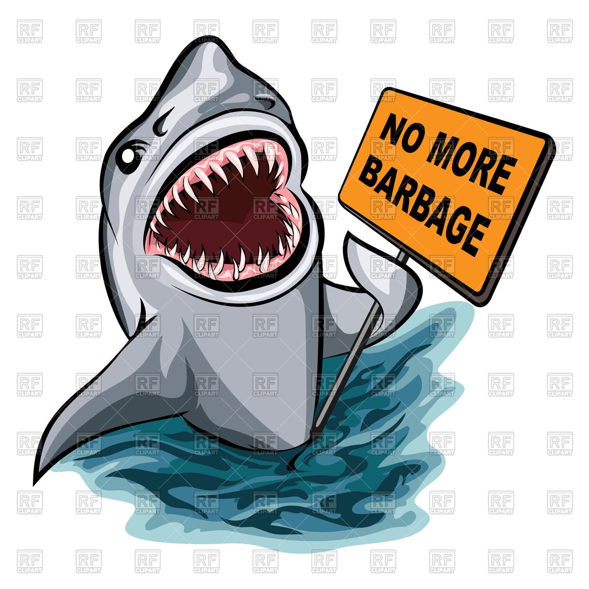 1200x1200 The Shark Voting Against Ocean Pollution And Garbage Vector Image