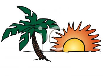 350x262 Tropical Island Sunset With Palm Tree