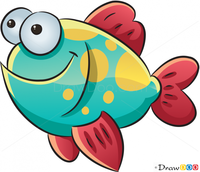 665x572 How To Draw Happy Fish, Sea Animals