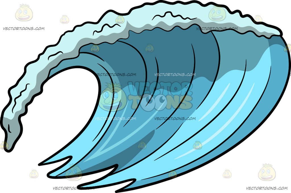 1024x680 A Strong Ocean Wave Current Cartoon Clipart Vector Toons